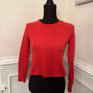 J Crew Womens Cable Knit Orange Cotton Sweater Small